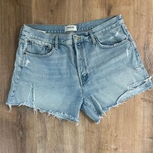 Agolde Faded Blue Distressed Frayed Jean Shorts